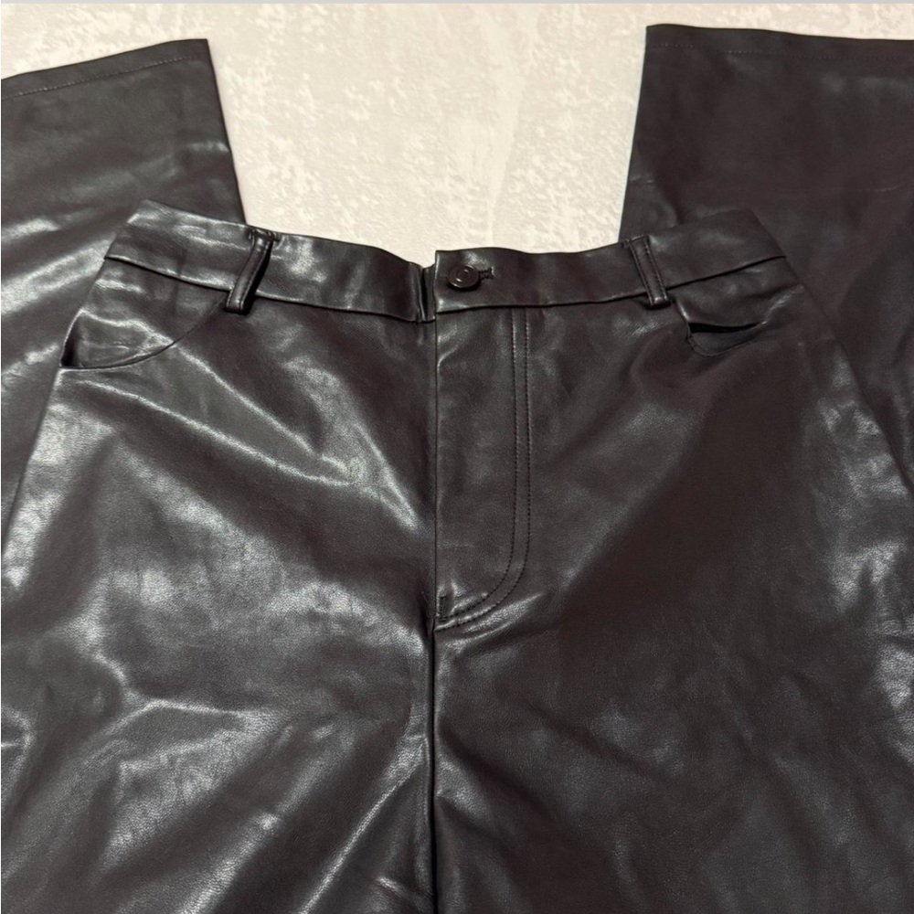 White Fox Black Faux Leather Pants